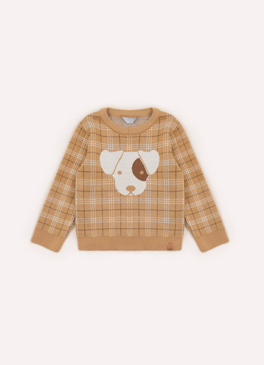 Blusa Tricot Maxi Xadrez Jacquard Cachorro For Boys Blusa Tricot Maxi Xadrez Jacquard Cachorro For Boys