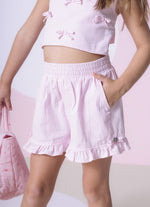 Conjunto Cropped e Short Tricoline Xadrez