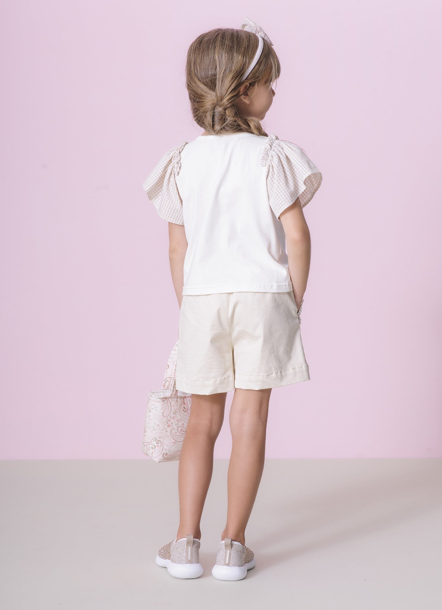Blusa Cotton Bordados Mangas Xadrez