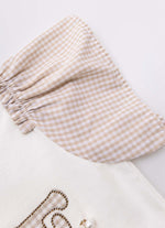 Blusa Cotton Bordados Mangas Xadrez