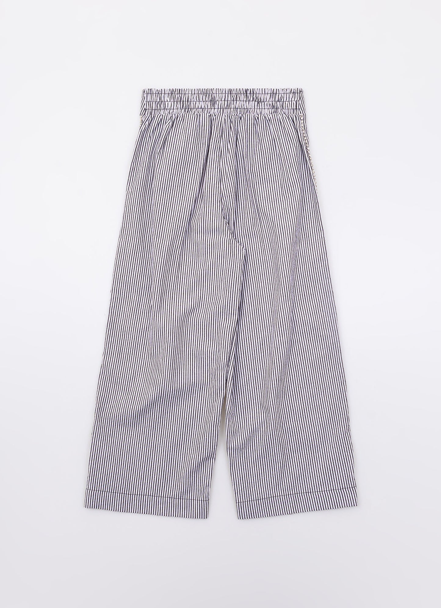 Calça Reta Com Pregas Algodão Cristais
