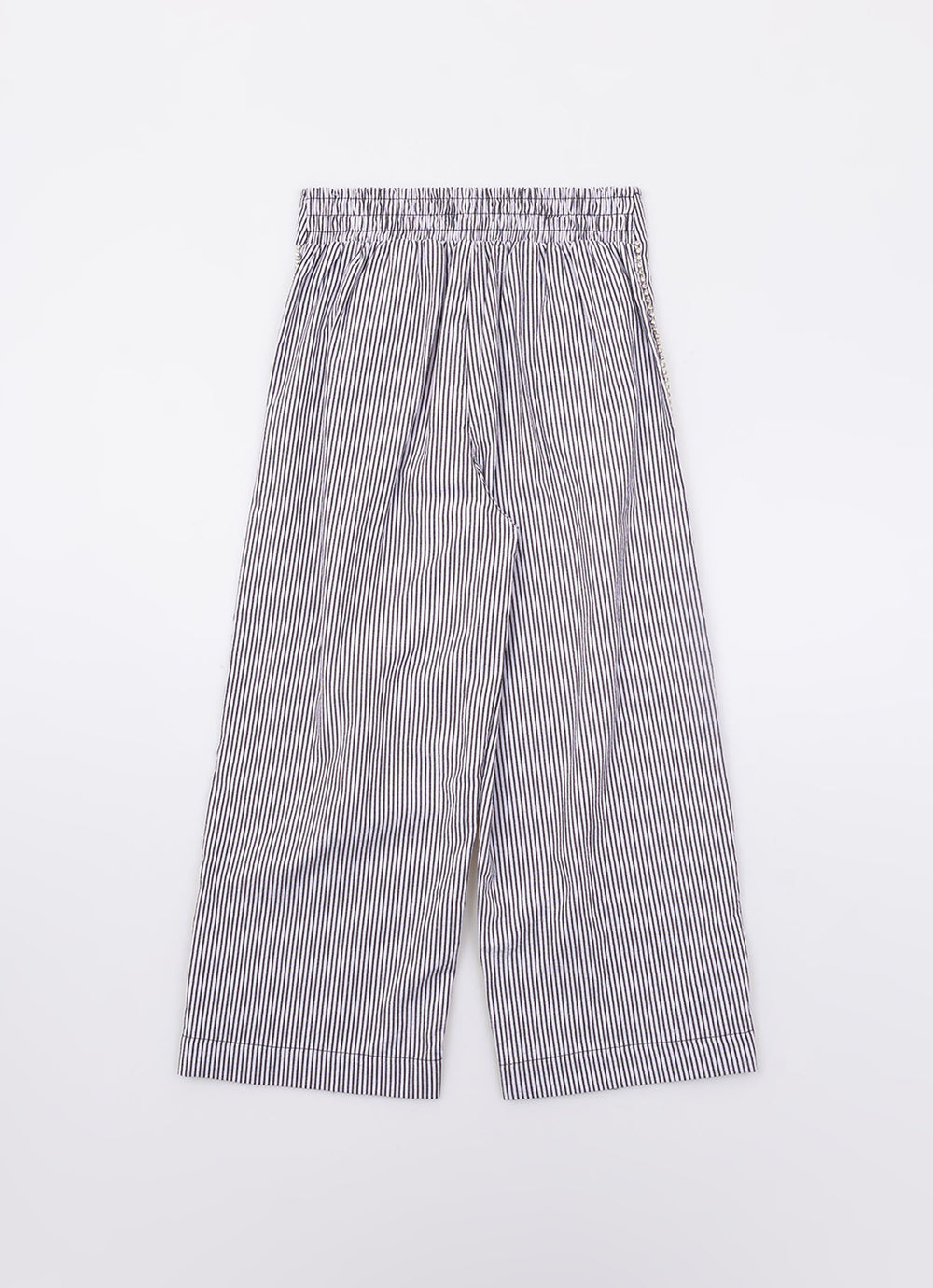 Calça Reta Com Pregas Algodão Cristais