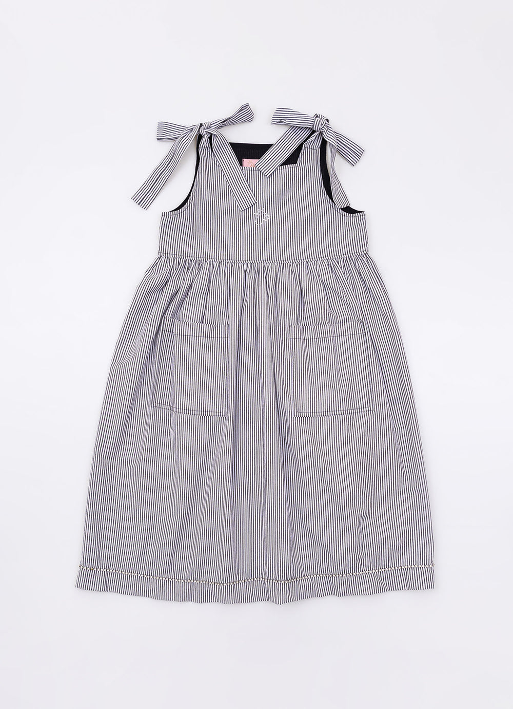 Vestido Tricoline Listradinho Bolsos