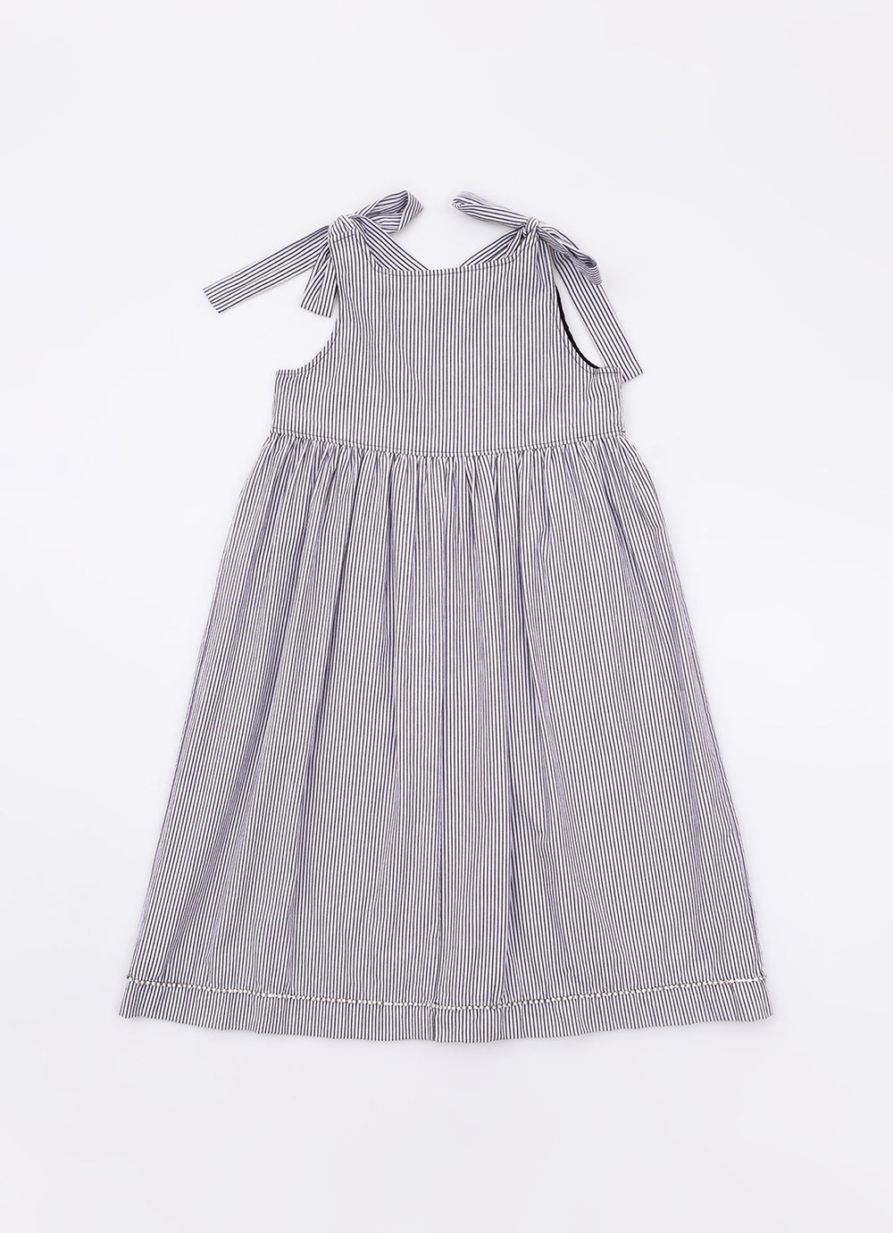 Vestido Tricoline Listradinho Bolsos
