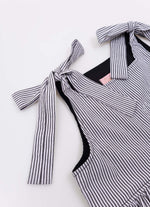 Vestido Tricoline Listradinho Bolsos
