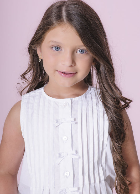 Camisa Tricoline Tominhas e Mini Laços Camisa Tricoline Tominhas e Mini Laços