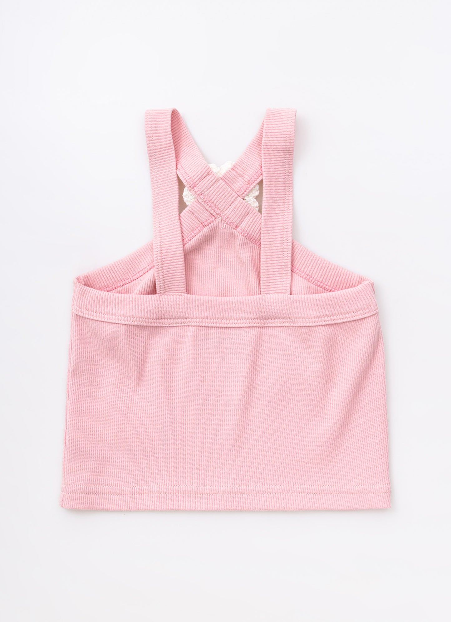 Blusa Cropped Ribana Flor Crochê