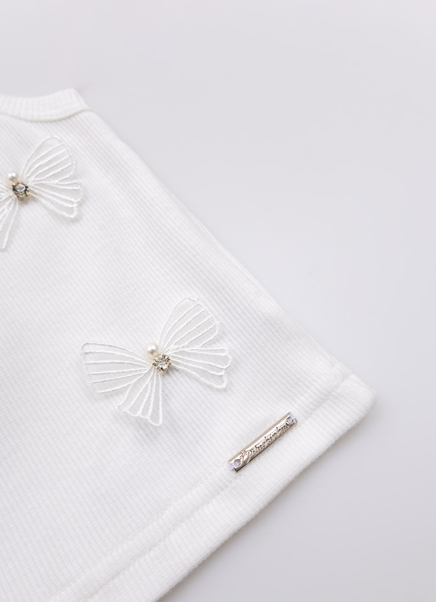Blusa Alça Cropped Ribana Bordados