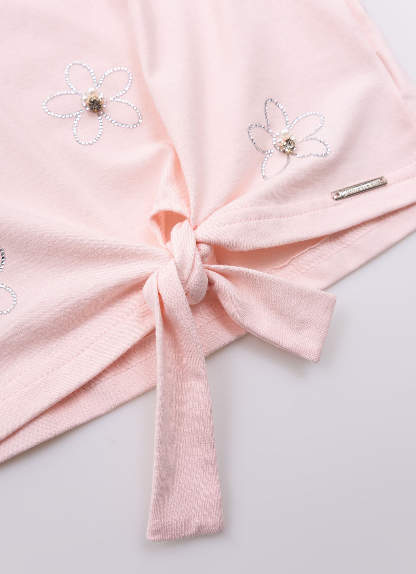 Blusa Cotton Flores Cristal Bordados