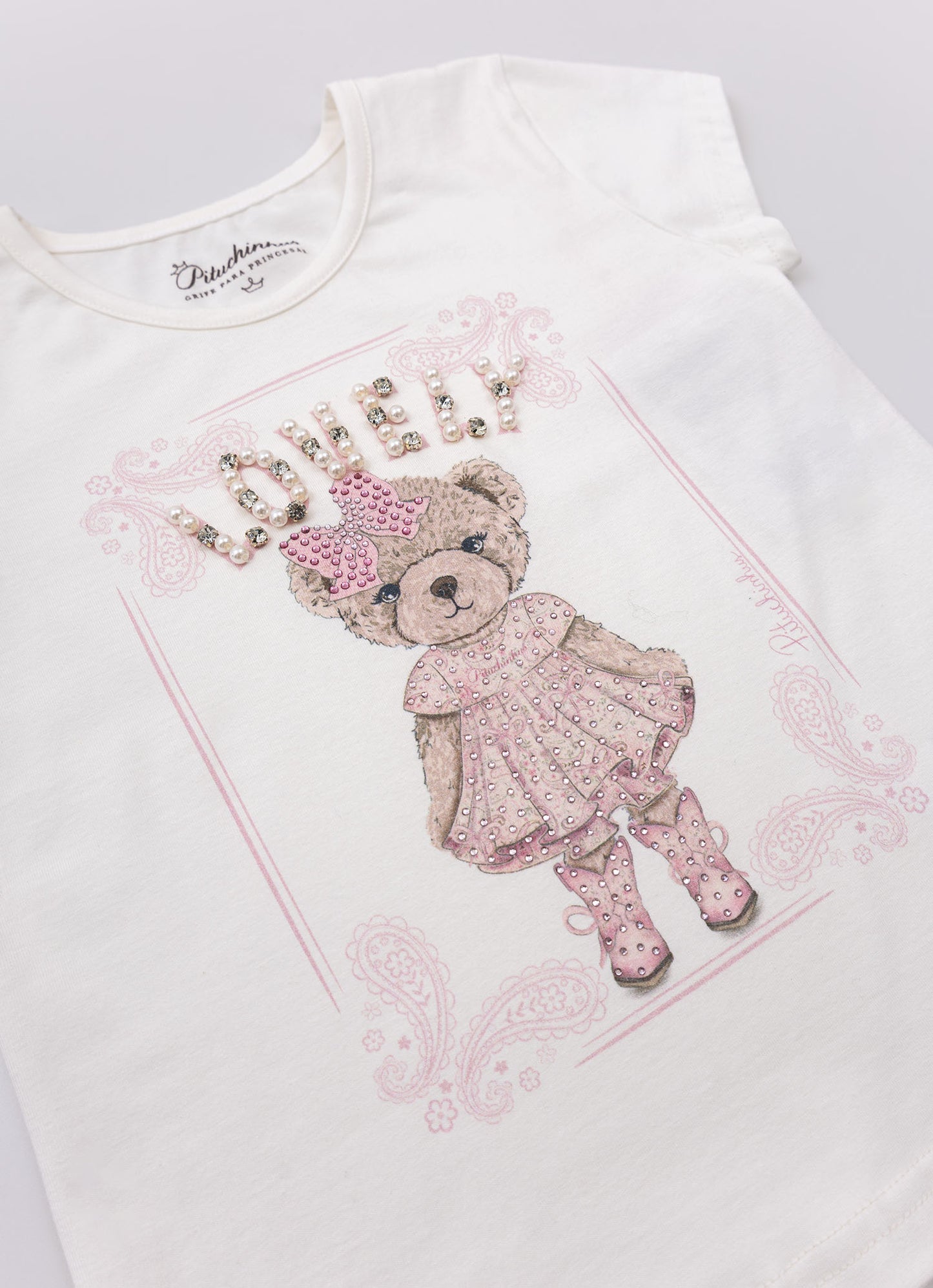 Blusa Cotton Ursinha Bordados
