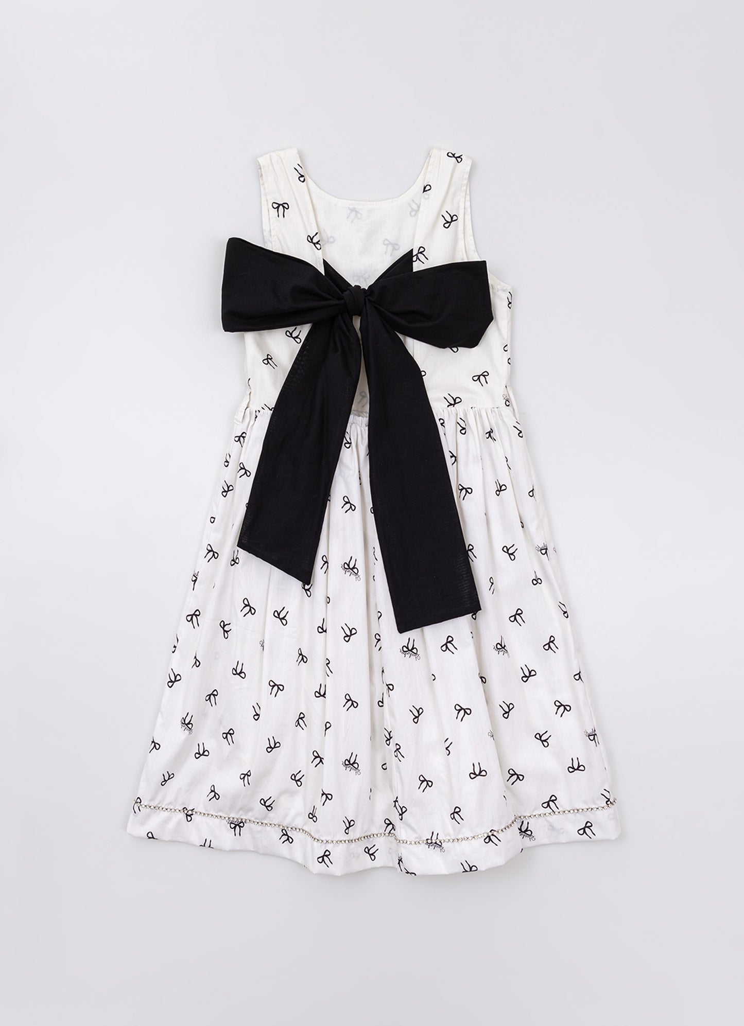 Vestido Algodão Estampa Laçinhos Maxi Laço Costas
