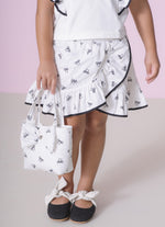 Saia Short Babado Algodão Estampa Lacinhos