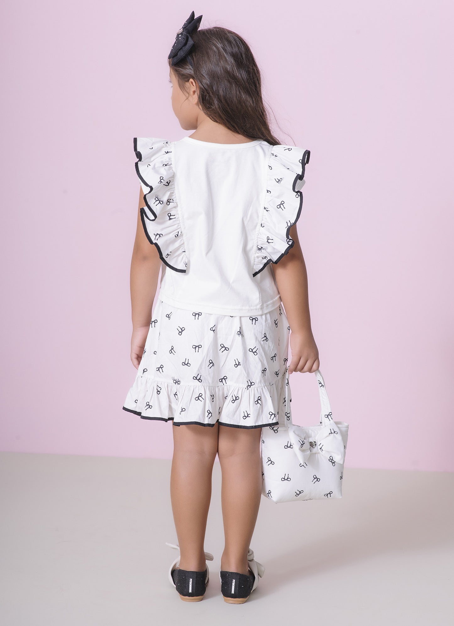 Saia Short Babado Algodão Estampa Lacinhos