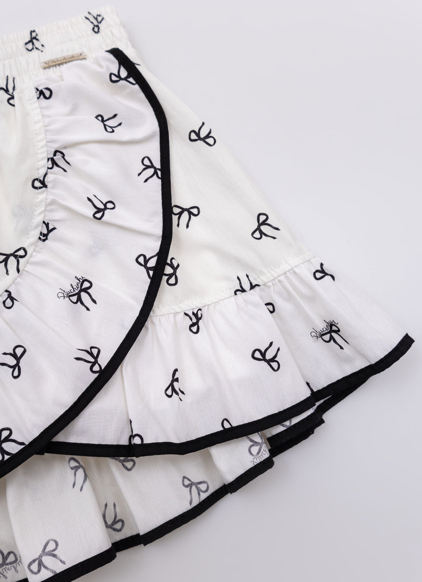 Saia Short Babado Algodão Estampa Lacinhos
