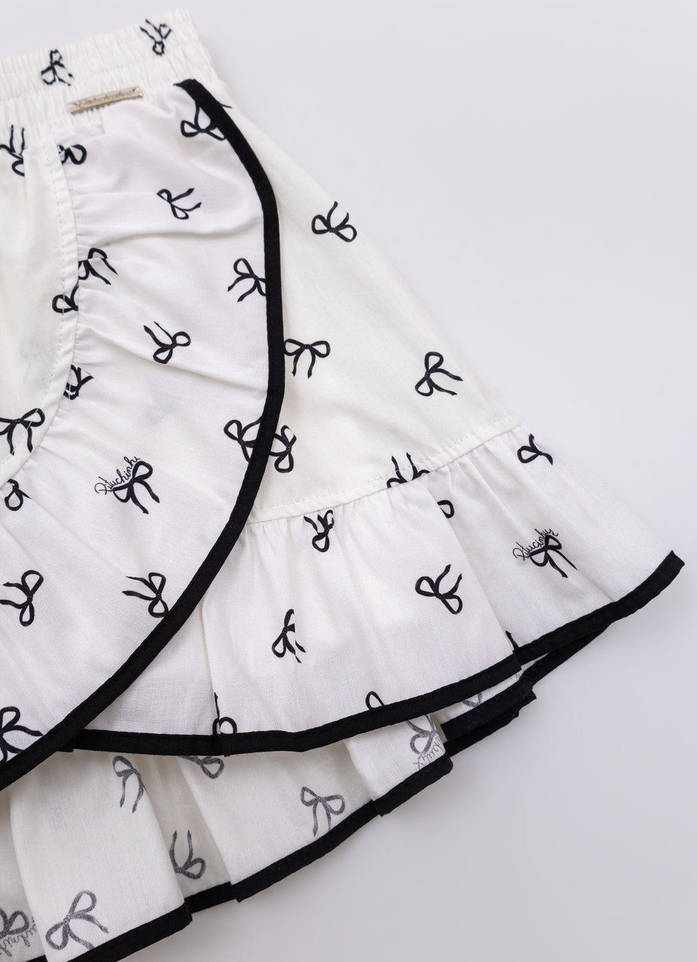 Saia Short Babado Algodão Estampa Lacinhos