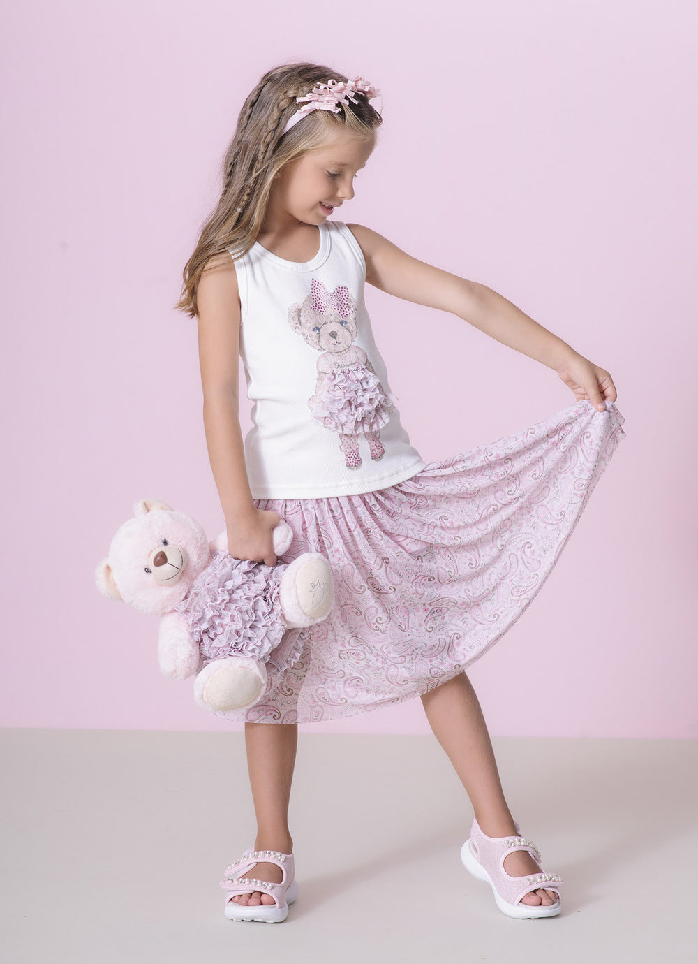 Saia Short Tule Estampado Paisley
