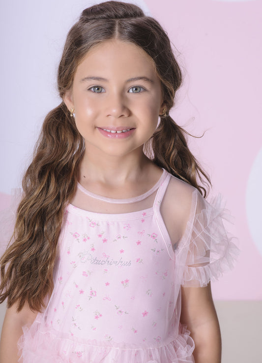 Vestido Light Sobreposição Tule Frufru Vestido Light Sobreposição Tule Frufru