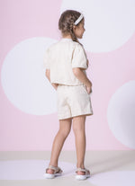 Short Sarja Bordado Pérola e Cristal