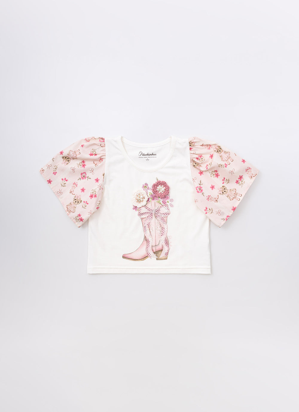 Blusa Cotton Botinha Mangas Estampadas