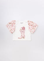 Blusa Cotton Botinha Mangas Estampadas
