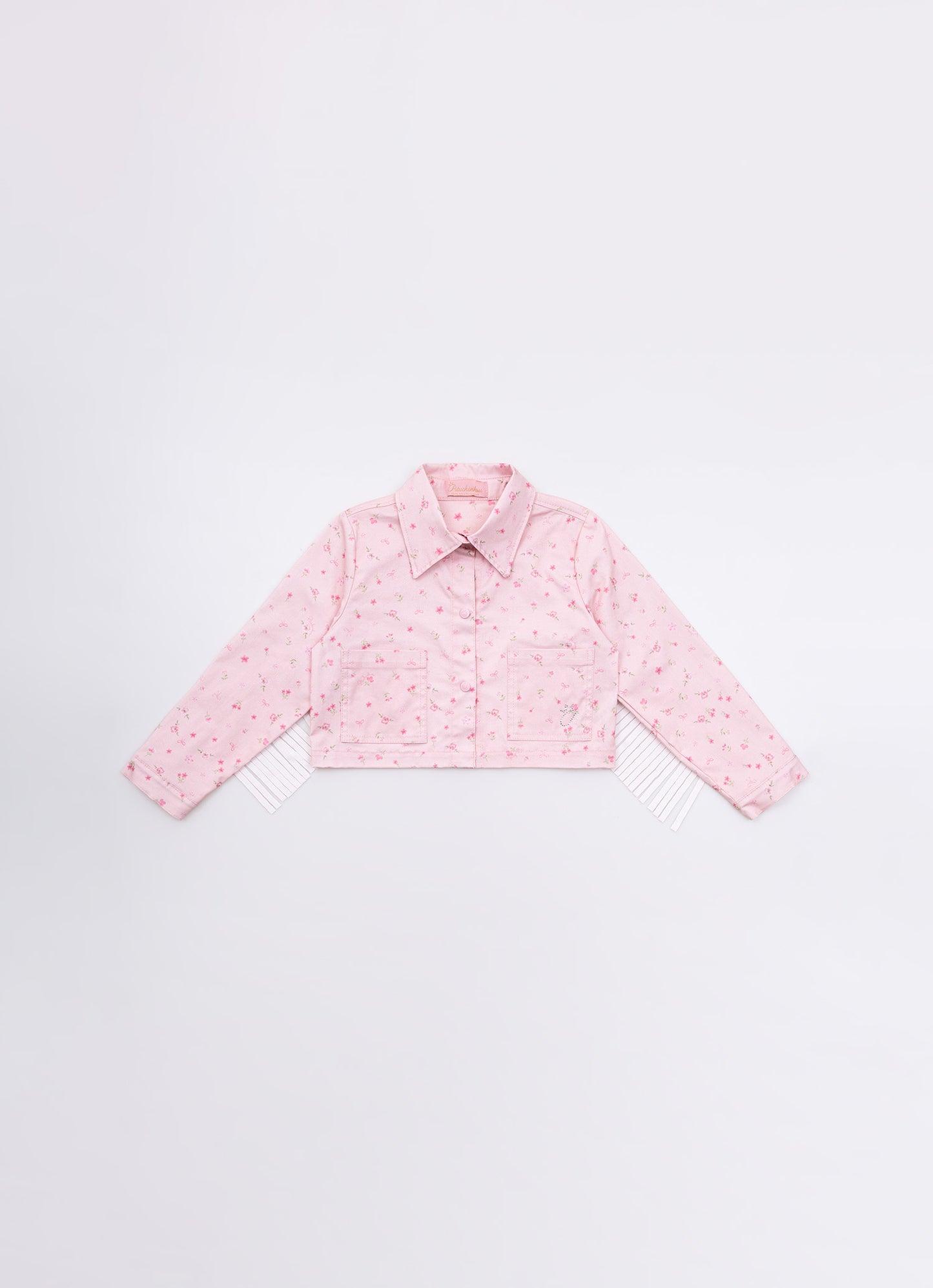 Jaqueta Sarja Estampada e Franjas