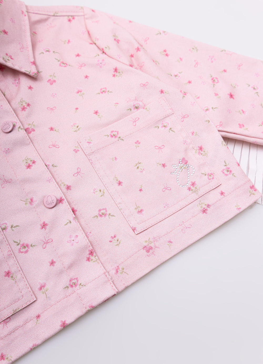 Jaqueta Sarja Estampada e Franjas