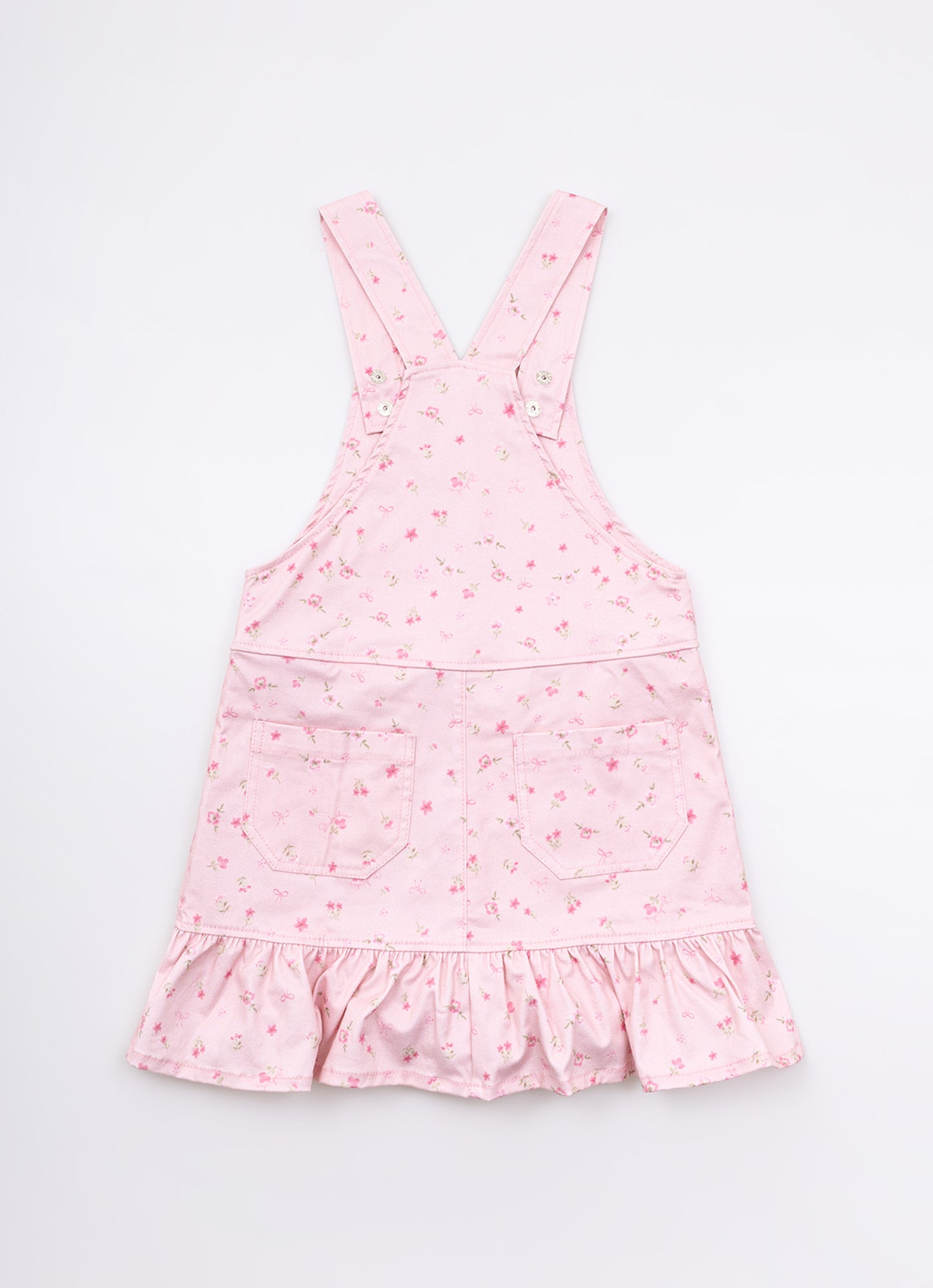 Jardineira Sarja Estampa Mini Floral Babado