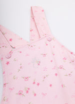 Jardineira Sarja Estampa Mini Floral Babado