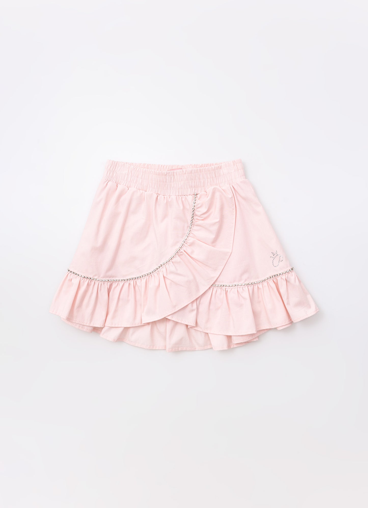 Saia Short Tricoline Babado Cristal