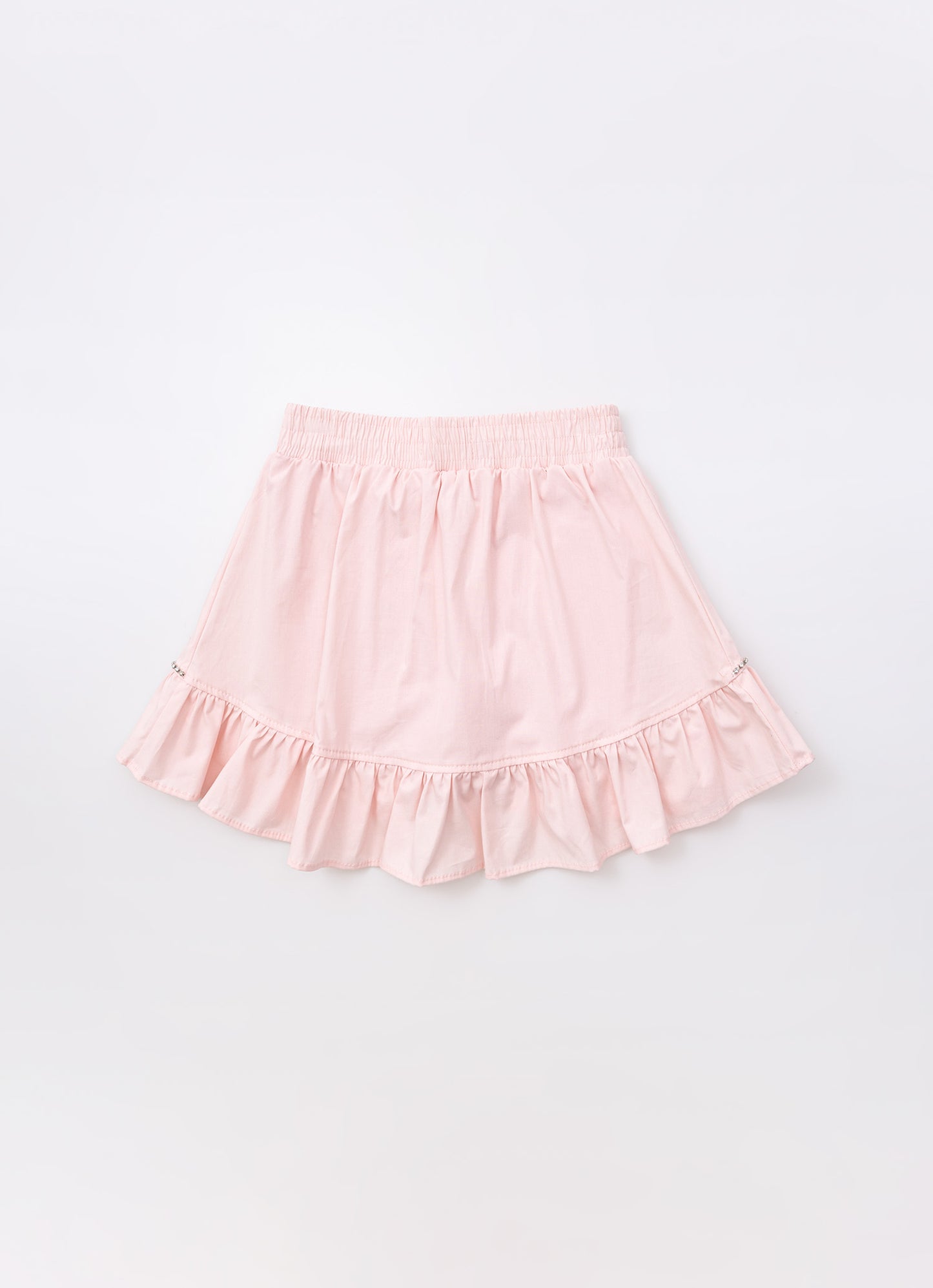 Saia Short Tricoline Babado Cristal