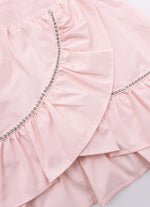 Saia Short Tricoline Babado Cristal