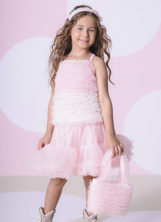 Blusa Alça Ribana Fru Fru Tule Bicolor Blusa Alça Ribana Fru Fru Tule Bicolor