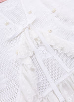 Casaqueto Tricot Rendado Flores Bordadas
