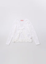 Casaqueto Tricot Rendado Flores Bordadas