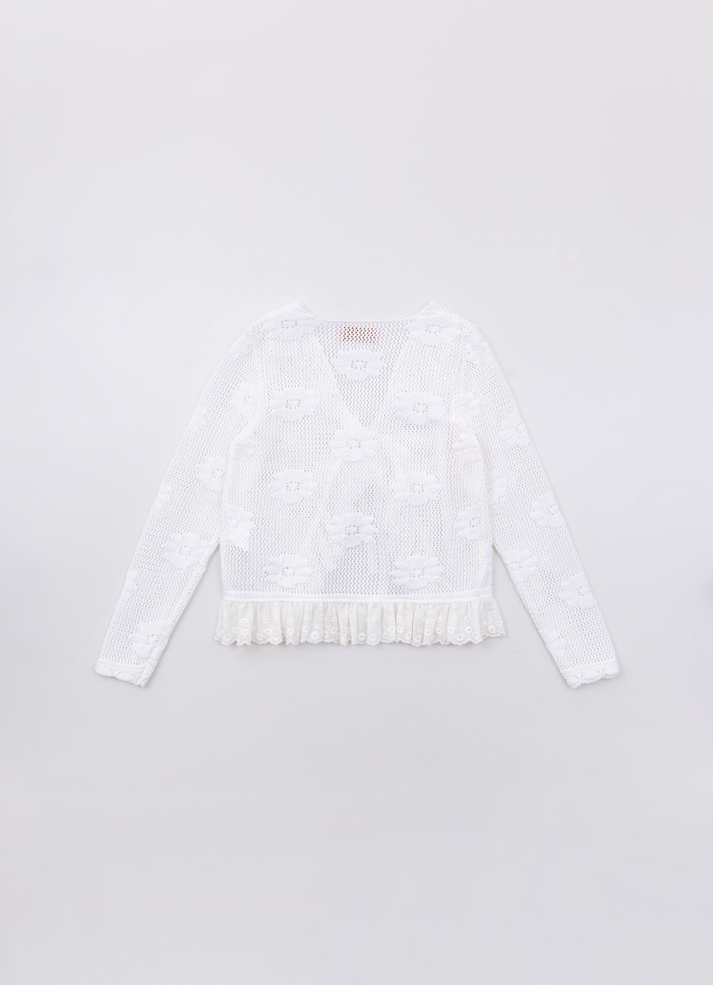 Casaqueto Tricot Rendado Flores Bordadas