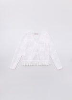 Casaqueto Tricot Rendado Flores Bordadas