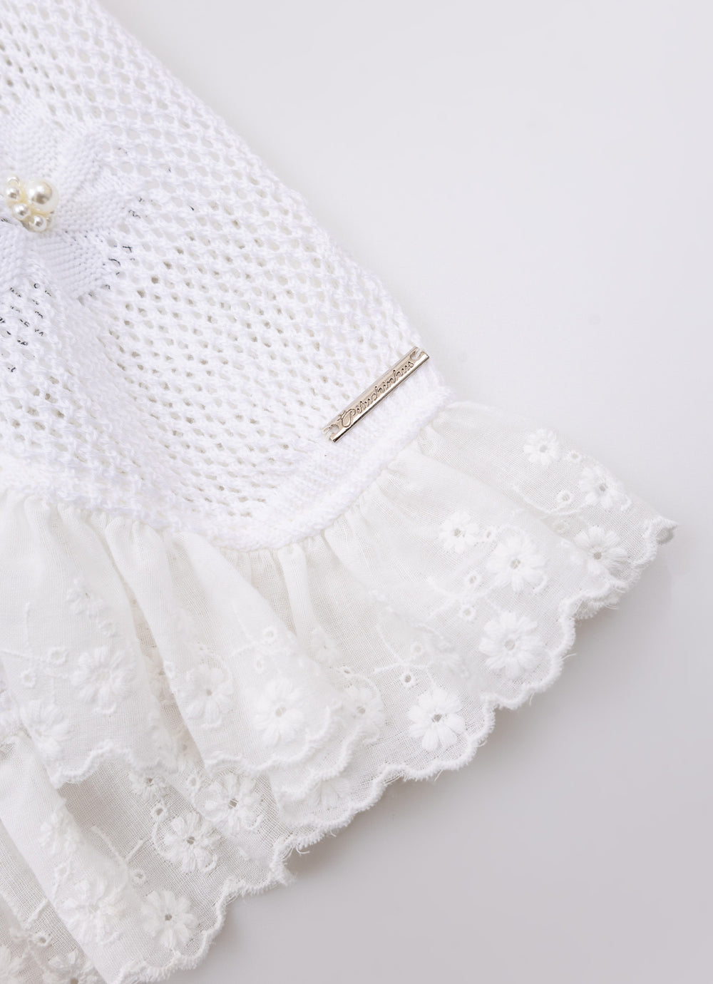 Casaqueto Tricot Rendado Flores Bordadas