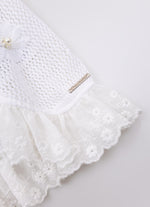 Casaqueto Tricot Rendado Flores Bordadas