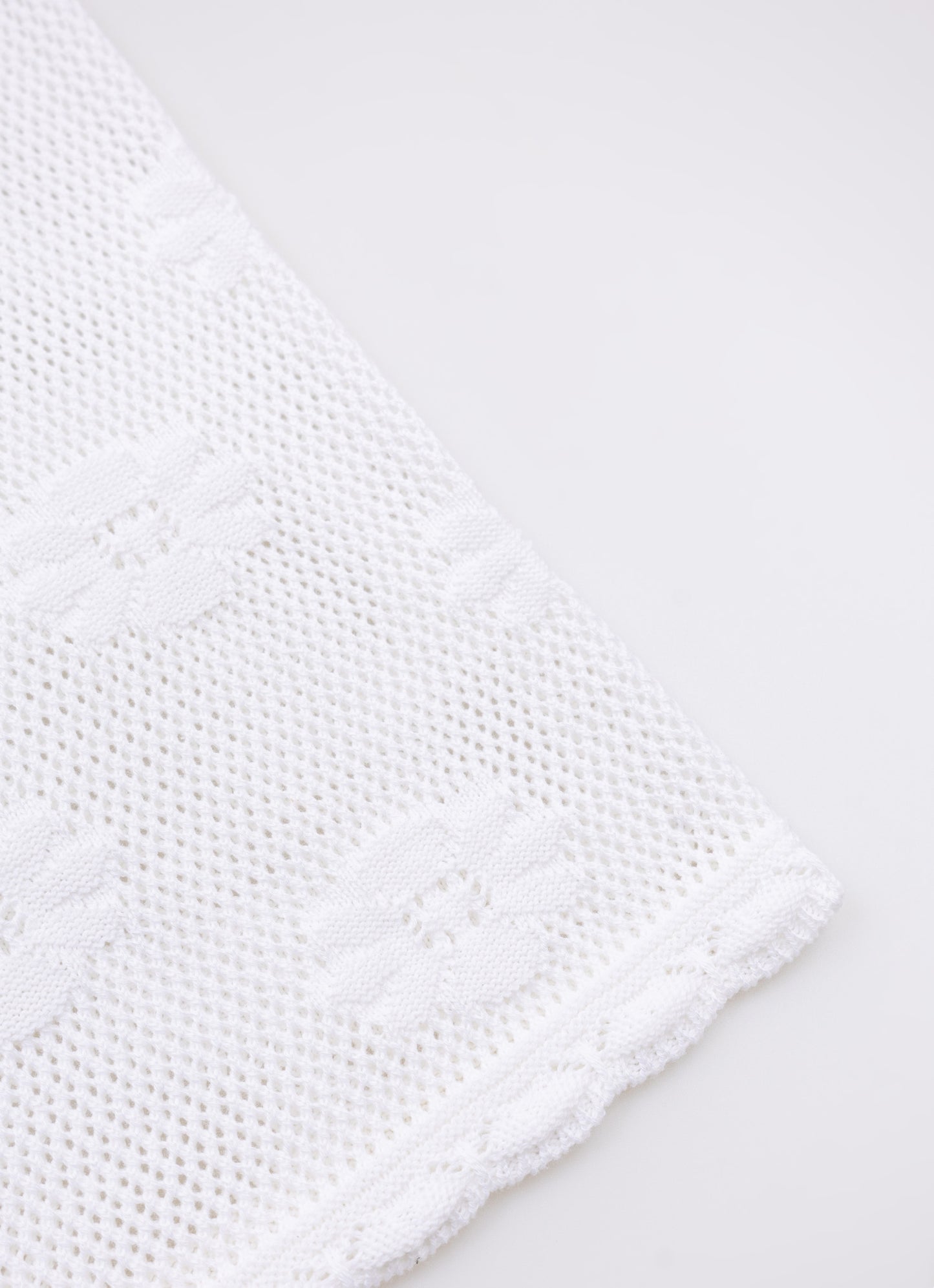 Calça Tricot Reta Ponto Rendado Floral