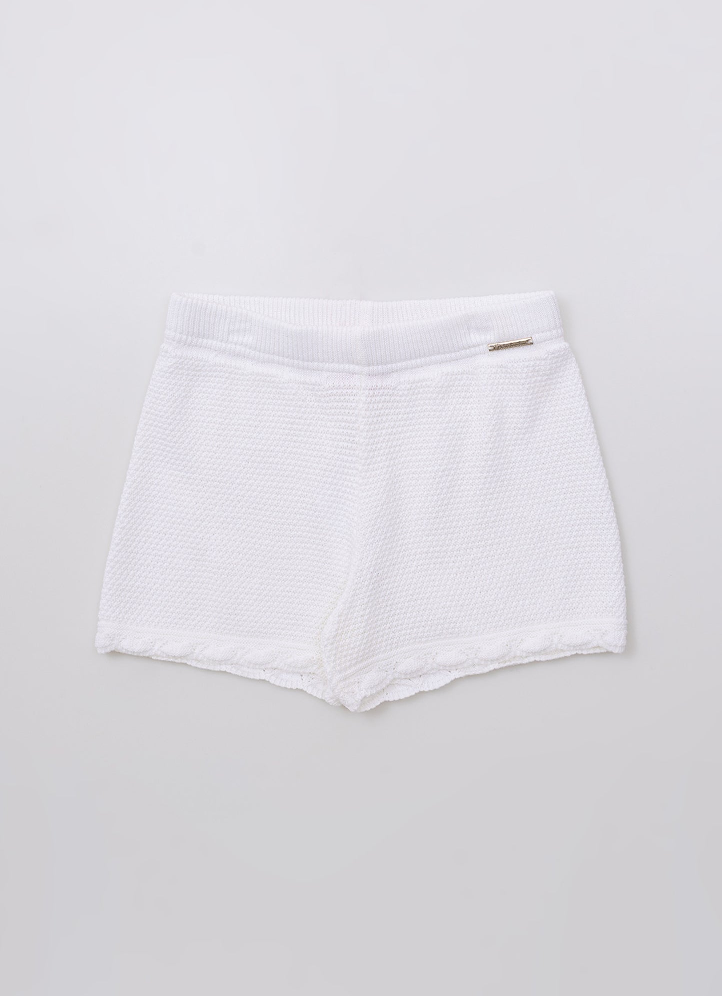 Short Tricot Ponto Rendado Floral