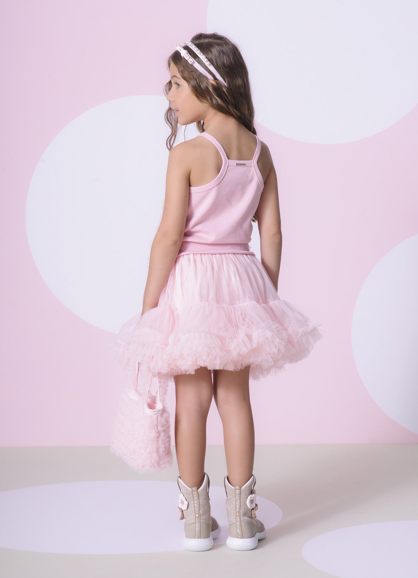 Saia Short Tule Babado Fru Fru