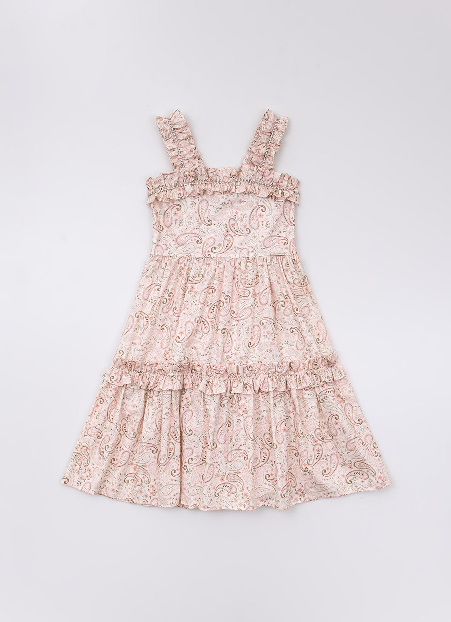 Vestido Algodão Estampado Frufru Cristal