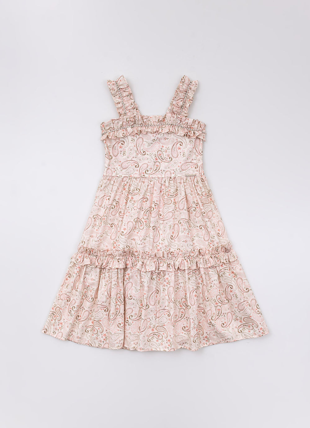 Vestido Algodão Estampado Frufru Cristal