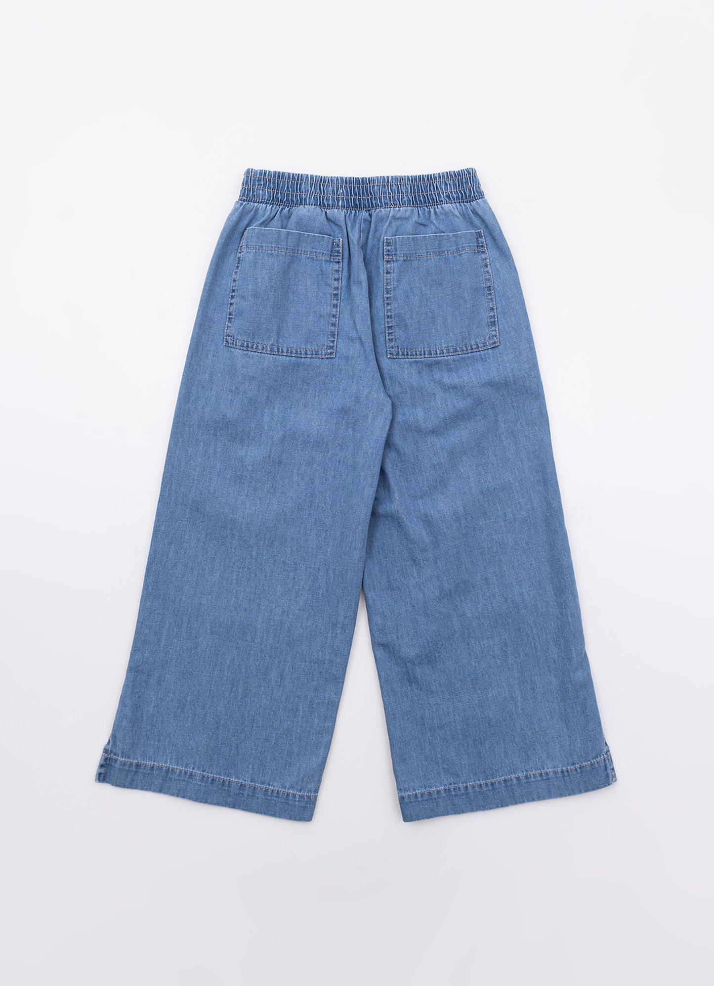 Calça Reta Jeans Fino Laços Aplicados
