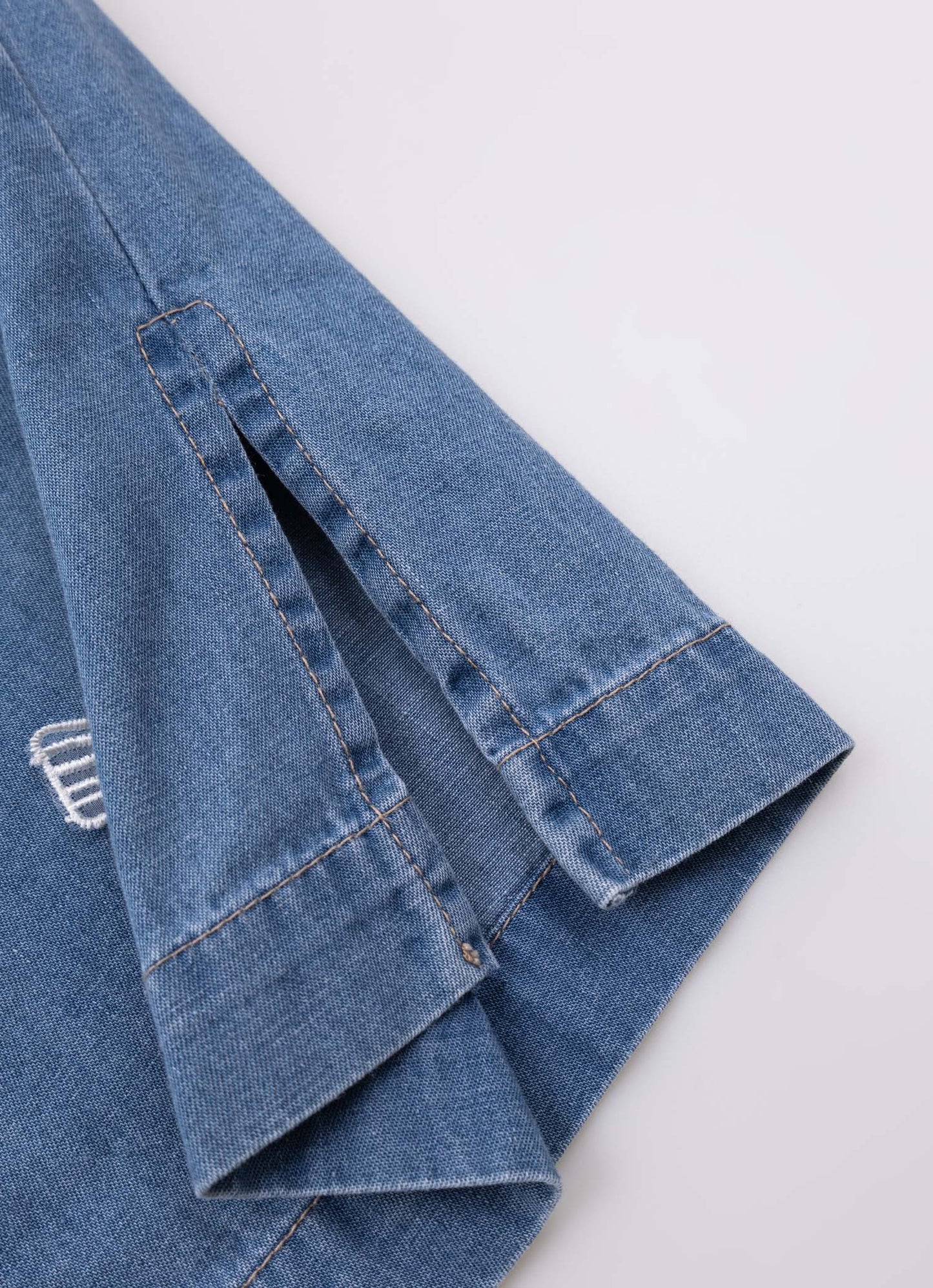 Calça Reta Jeans Fino Laços Aplicados