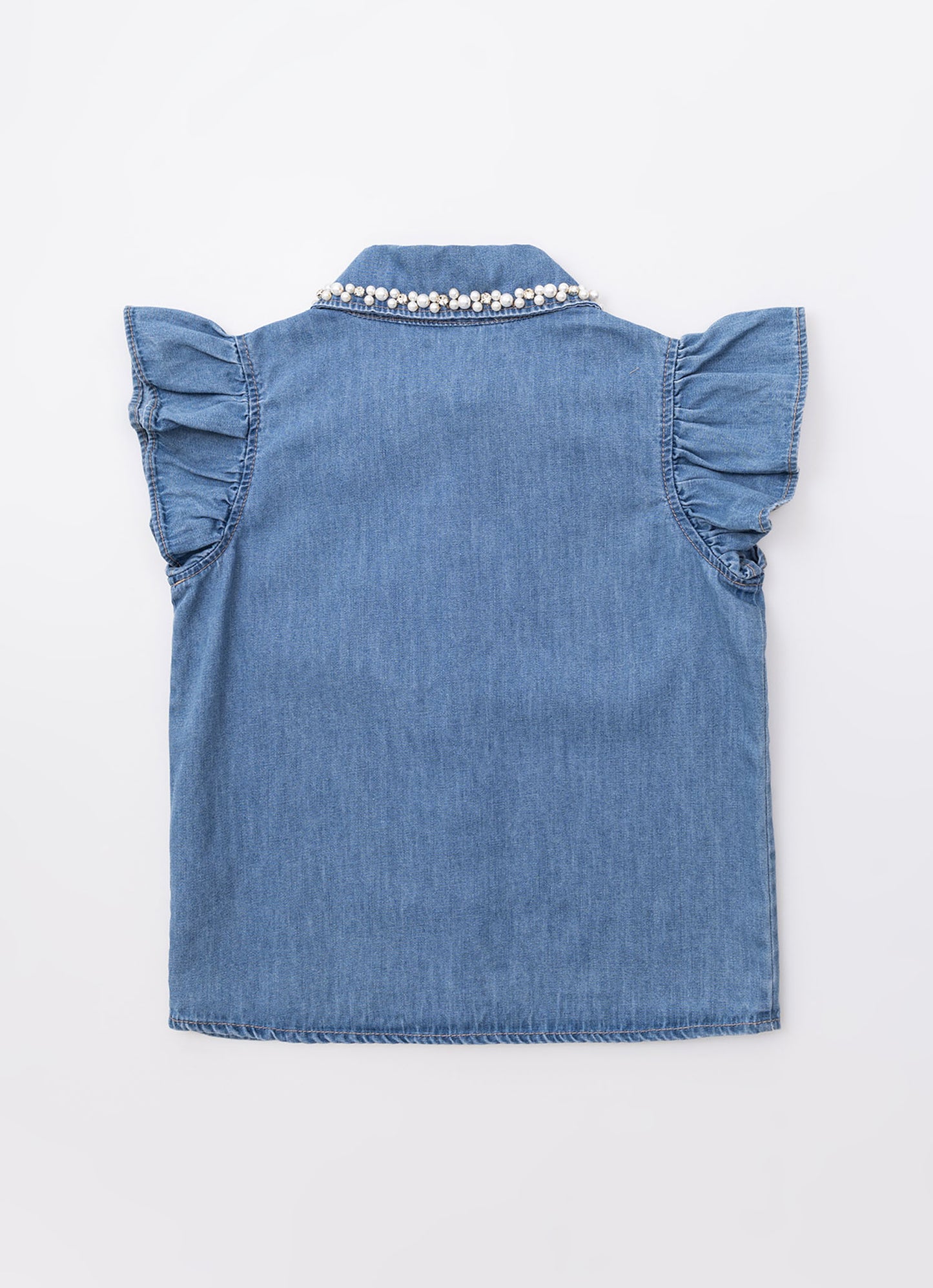 Camisa Jeans Fino Gola Bordado