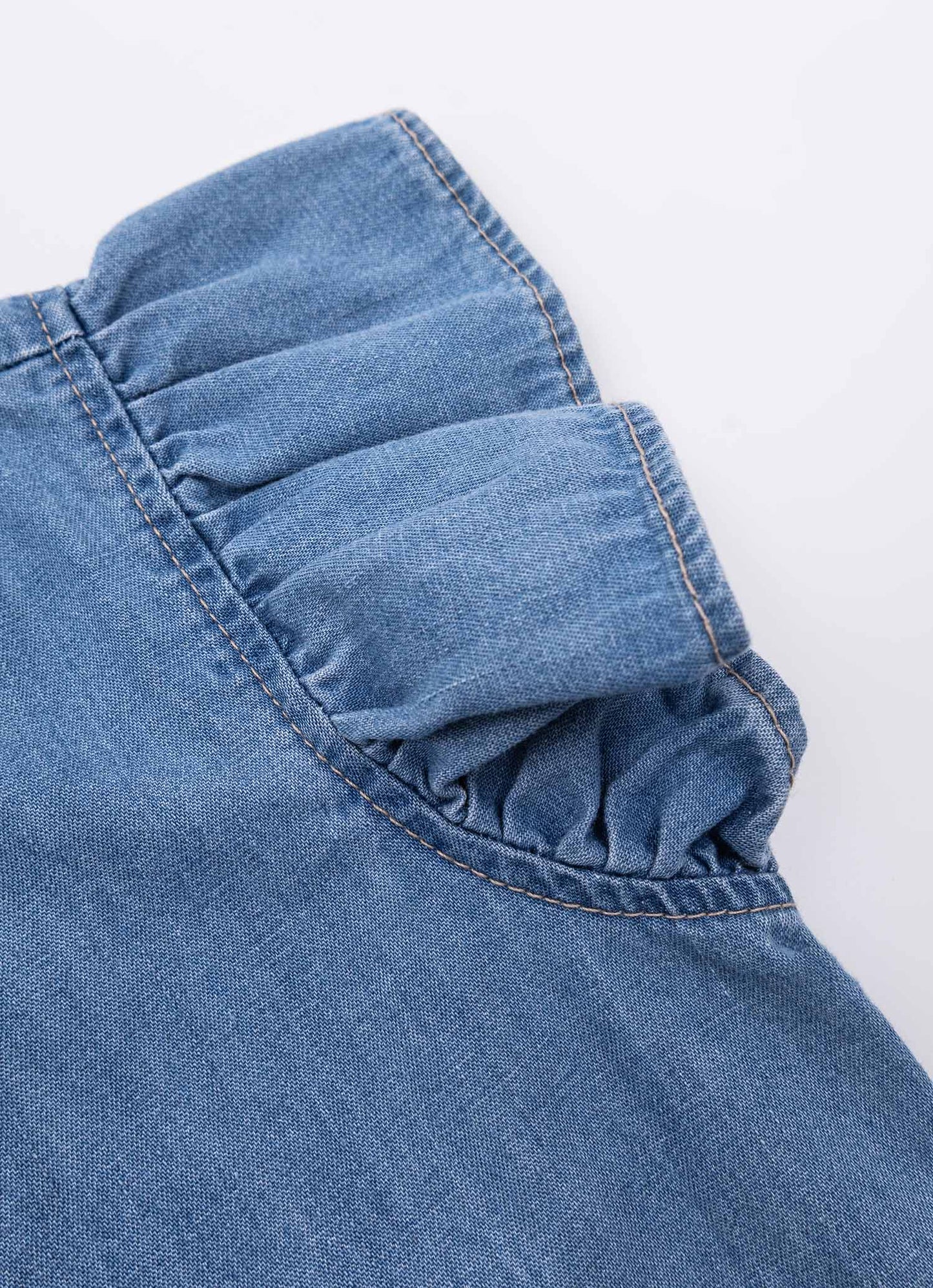 Camisa Jeans Fino Gola Bordado