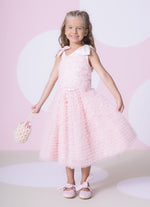 Vestido Festa Tule Frufru Laço Puffer