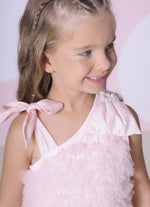 Vestido Festa Tule Frufru Laço Puffer