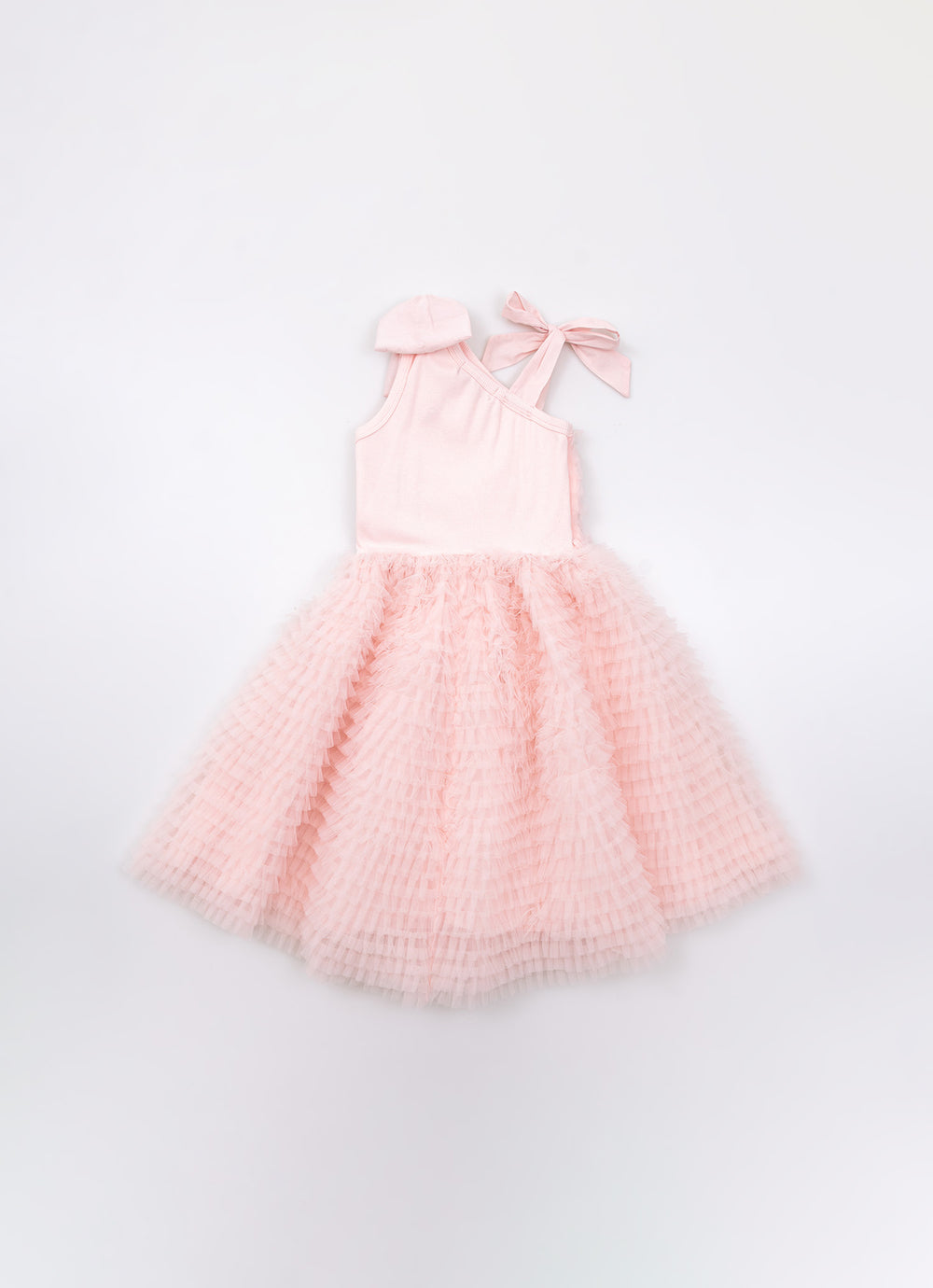 Vestido Festa Tule Frufru Laço Puffer
